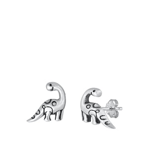 Sterling Silver Oxidized Dinosaur Earrings