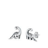 Sterling Silver Oxidized Dinosaur Earrings