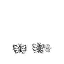 Load image into Gallery viewer, Sterling Silver Oxidized Butterfly Earrings-6.8mm