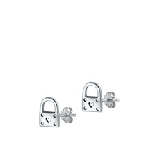 Load image into Gallery viewer, Sterling Silver Oxidized Padlock Stud Earrings
