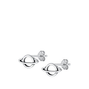 Sterling Silver Oxidized Saturn Earrings