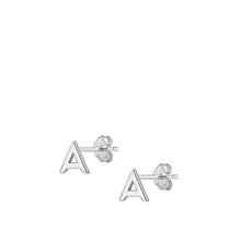 Load image into Gallery viewer, Sterling Silver Oxidized Rhodium Plated Letter A Stud Earrings