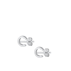 Sterling Silver Oxidized Rhodium Plated Letter C Stud Earrings