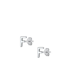 Load image into Gallery viewer, Sterling Silver Oxidized Rhodium Plated Letter F Stud Earrings