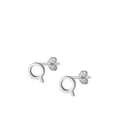 Sterling Silver Oxidized Rhodium Plated Letter Q Stud Earrings