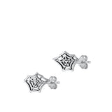 Sterling Silver Oxidized Spiderweb Stud Earrings