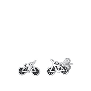 Sterling Silver Oxidized Bicycle Earrings