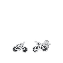 Load image into Gallery viewer, Sterling Silver Oxidized Bicycle Earrings