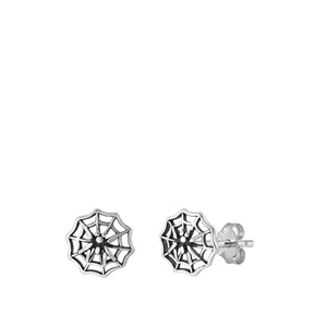Sterling Silver Oxidized Spiderweb Earrings