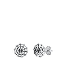 Load image into Gallery viewer, Sterling Silver Oxidized Spiderweb Earrings