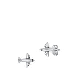 Sterling Silver Oxidized Airplane Earrings