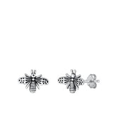 Sterling Silver Oxidized Bee Earrings