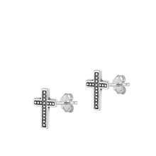Load image into Gallery viewer, Sterling Silver Oxidized Cross Stud Earrings