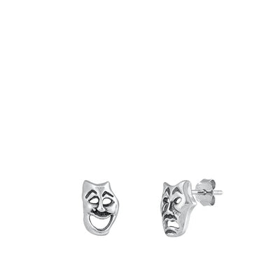 Sterling Silver Oxidized Theatre Masks Stud Earrings