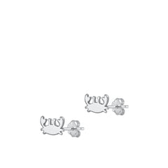 Sterling Silver Rhodium Plated Crab Stud Earrings