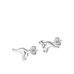 Sterling Silver Rhodium Plated Dinosaur Stud Earrings