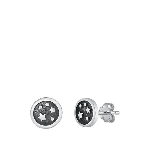 Sterling Silver Oxidized Galaxy Stud Earrings