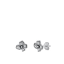 Load image into Gallery viewer, Sterling Silver Oxidized Flower Stud Earrings