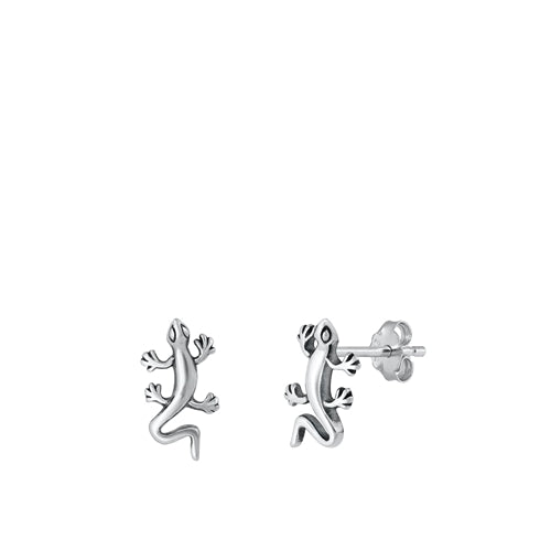 Sterling Silver Oxidized Lizard Stud Earrings