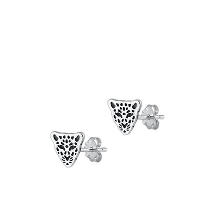 Sterling Silver Oxidized Cheetah Stud Earrings