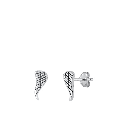 Sterling Silver Oxidized Wings Stud Earrings