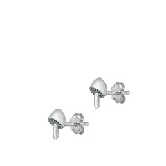 Sterling Silver Oxidized Mushrooms Stud Earrings