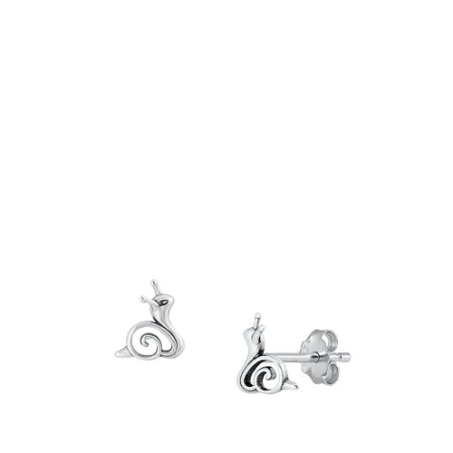 Sterling Silver Oxidized Snail Stud Earrings