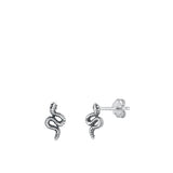 Sterling Silver Oxidized Snake Stud Earrings