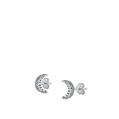 Sterling Silver Crescent Moon Stud Earrings