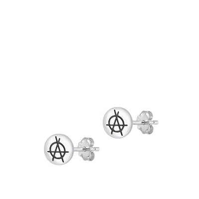 Sterling Silver Oxidized Pentagram Stud Earrings