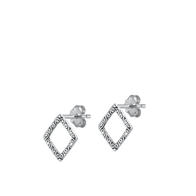 Sterling Silver Oxidized Diamond Stud Earrings