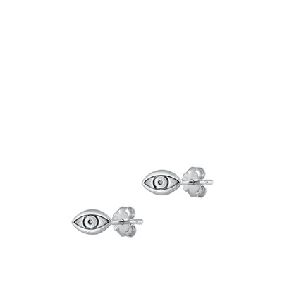 Sterling Silver Oxidized Eye Stud Earrings