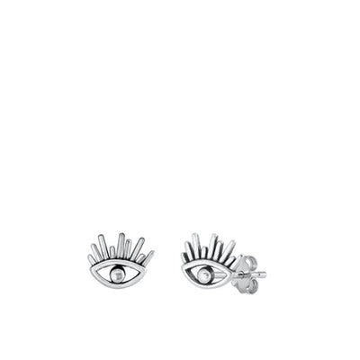 Sterling Silver Oxidized Eye Stud Earrings