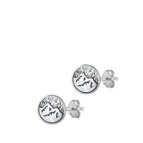 Sterling Silver Oxidized Mountain Stud Earrings