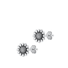 Load image into Gallery viewer, Sterling Silver Flower Oxidized Stud Earrings