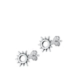 Sterling Silver Oxidized Sun Stud Earrings
