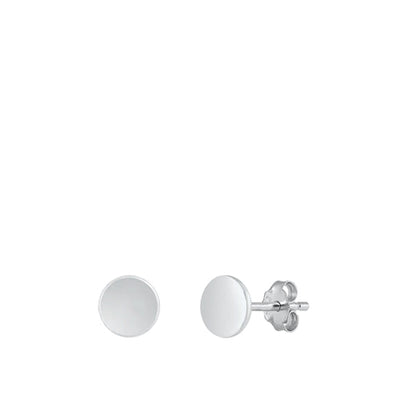 Sterling Silver Rhodium Plated Circle Assorted Plain Earrings