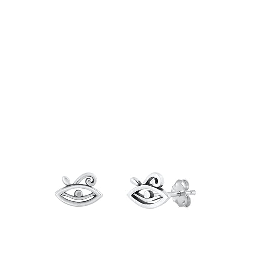 Sterling Silver Oxidized Eye Of Horus Stud Earrings