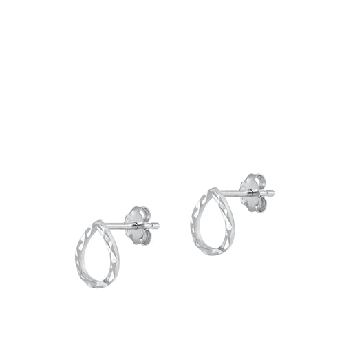 Sterling Silver Rhodium Plated Teardrop Stud Earrings