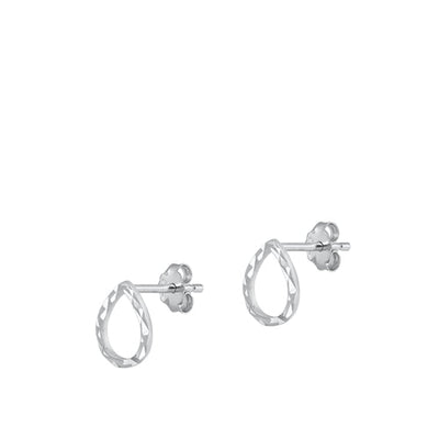 Sterling Silver Rhodium Plated Teardrop Stud Earrings