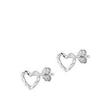 Load image into Gallery viewer, Sterling Silver Rhodium Plated Heart Stud Earrings