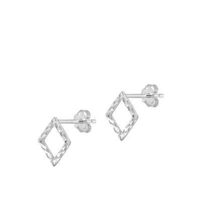 Sterling Silver Rhodium Plated Diamond Stud Earrings