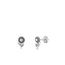 Load image into Gallery viewer, Sterling Silver Oxidized Sunflower Small Stud Earrings Face Height-8.1mm