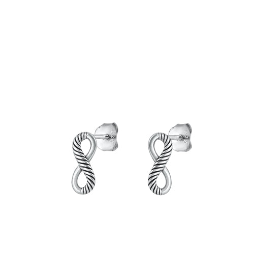 Sterling Silver Oxidized Infinity Small Stud Earrings Face Height-4.5mm