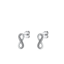 Load image into Gallery viewer, Sterling Silver Oxidized Infinity Small Stud Earrings Face Height-4.5mm