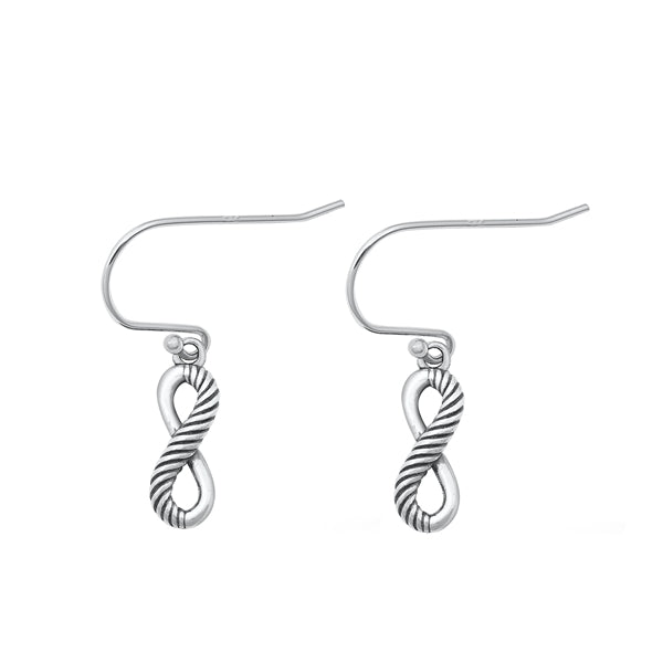 Sterling Silver Oxidized Infinity Plain Earrings Face Height-11.8mm