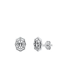 Load image into Gallery viewer, Sterling Silver Oxidized Spider Small Stud Earrings Face Height-9.7mm