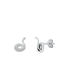 Load image into Gallery viewer, Sterling Silver Oxidized Snake Small Stud Earrings Face Height-10mm