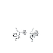 Load image into Gallery viewer, Sterling Silver Oxidized Snake Small Stud Earrings Face Height-10.3mm