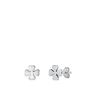 Sterling Silver Oxidized Clover Stud Earrings